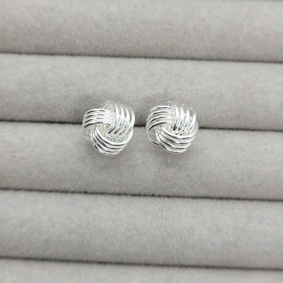 Sterling Silver Love Knot Ear Stud - Picture 1 of 5